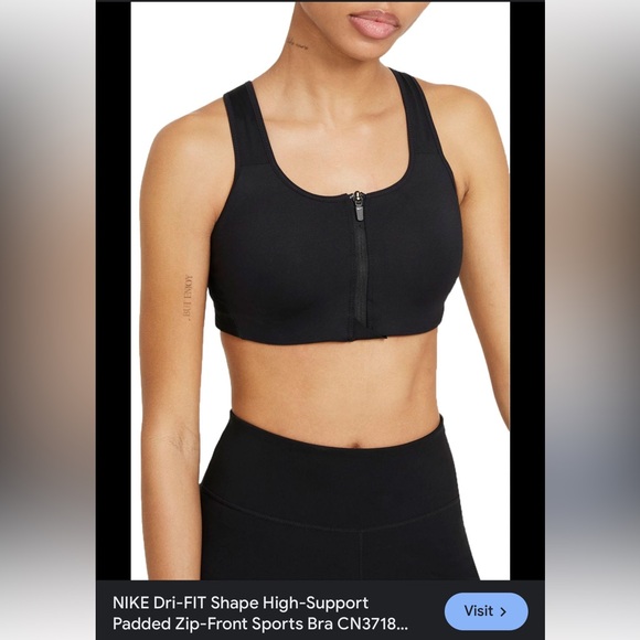 (3) THREE Nike DRI-Fit Shape Support Zip Front Padded Sports Bra Black medium - Picture 5 of 16